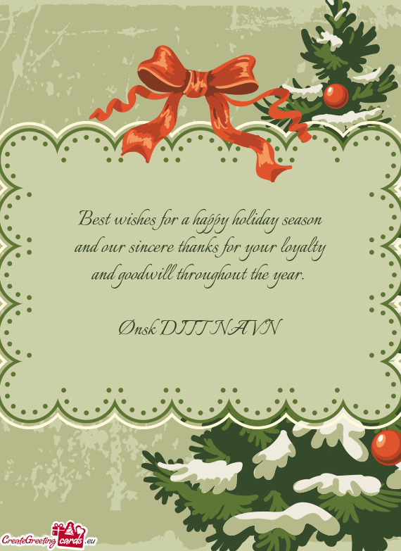 And our sincere thanks for your loyalty