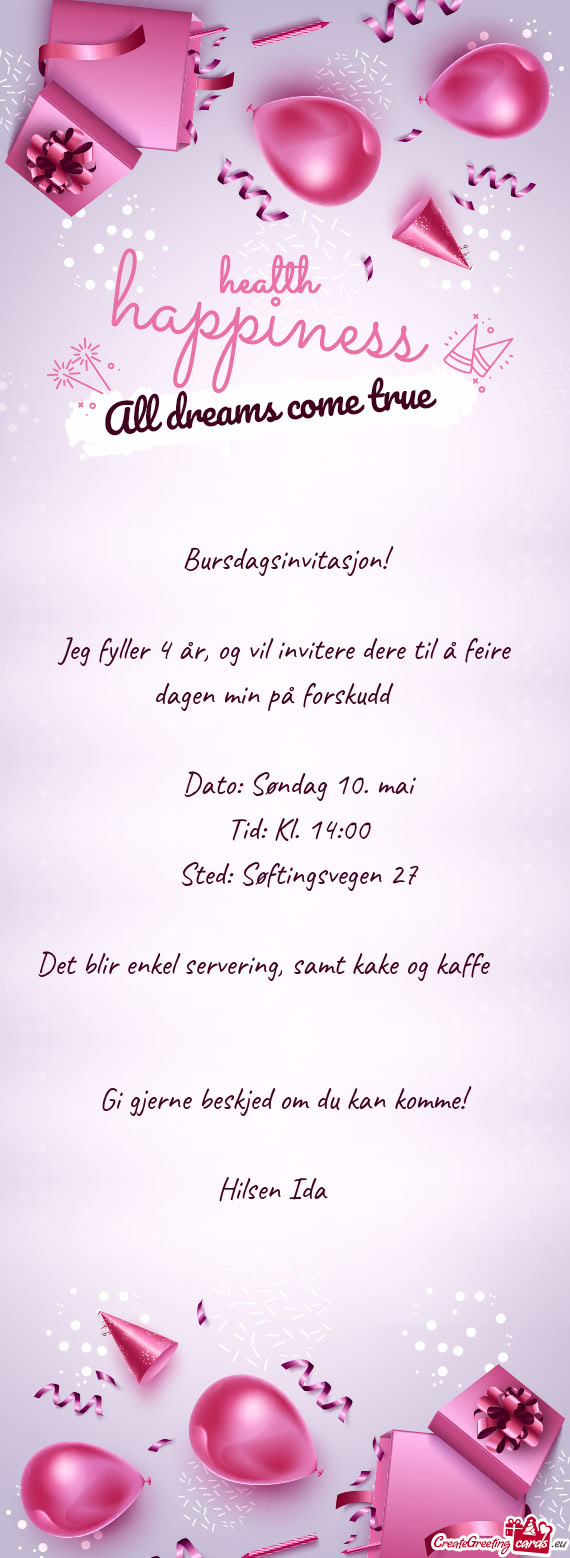 🎉 Bursdagsinvitasjon! 🎉
