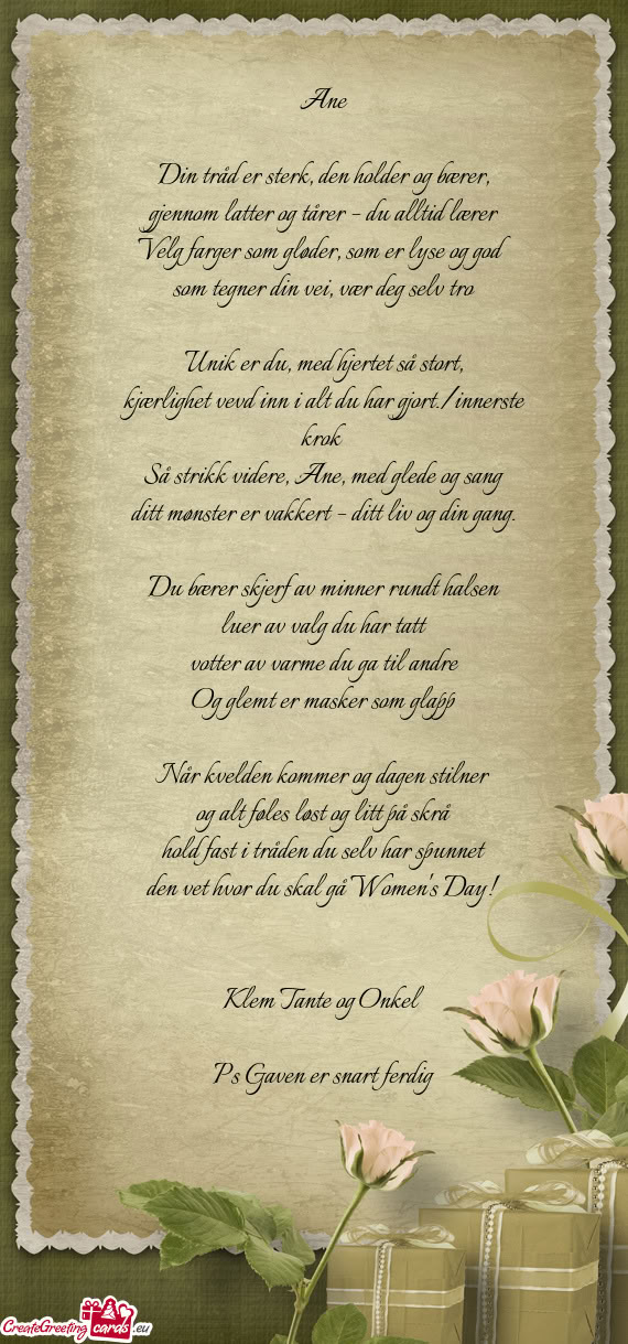 Din tråd er sterk, den holder og bærer