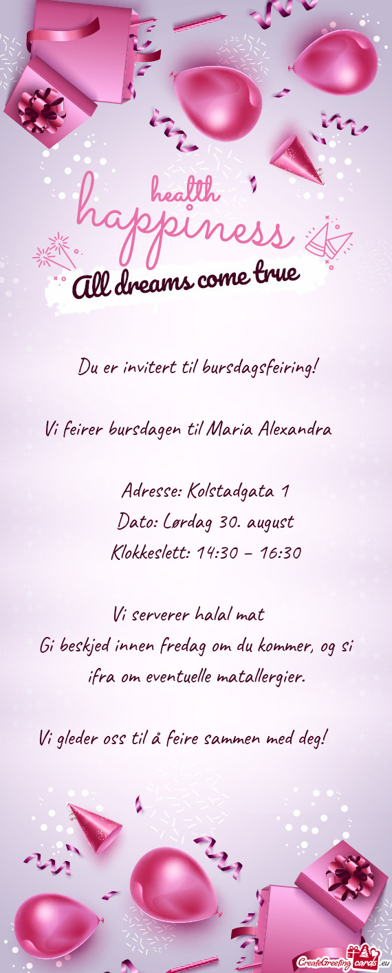 🎀 Du er invitert til bursdagsfeiring! 🎀