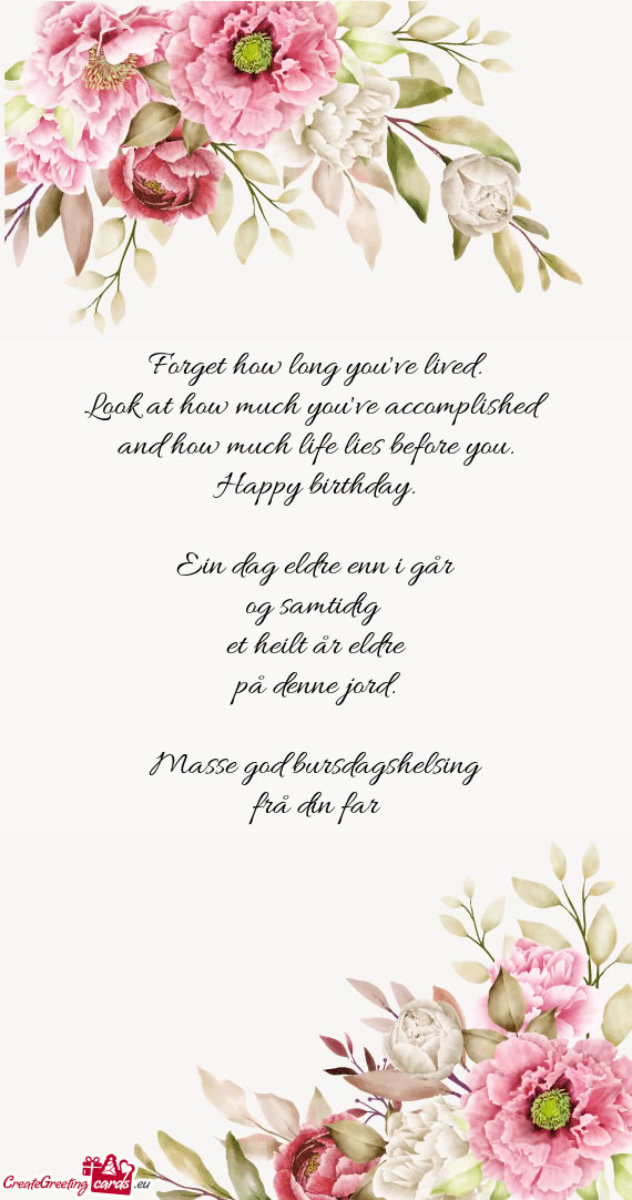 Ein dag eldre enn i går