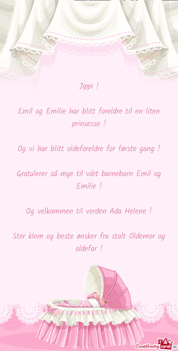 Emil og Emilie har blitt foreldre til en liten prinsesse