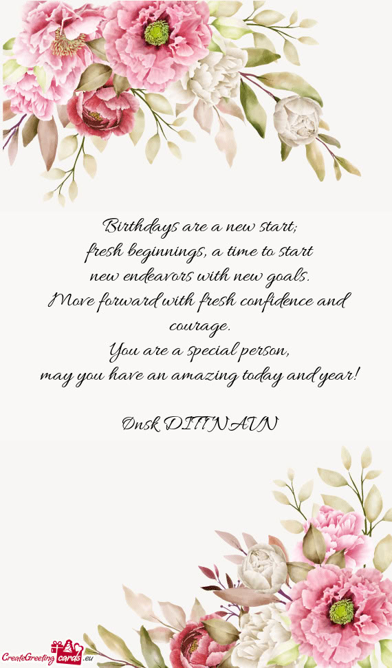 Fresh beginnings, a time to start