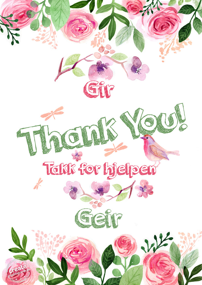 Gir Takk for hjelpen Geir