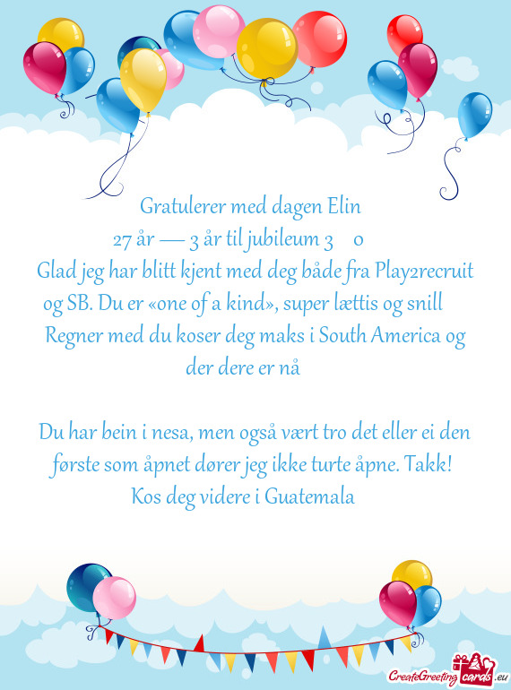 Glad jeg har blitt kjent med deg både fra Play2recruit og SB. Du er «one of a kind», super lætti