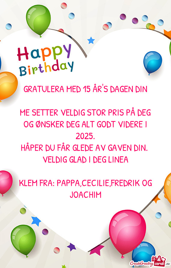 GRATULERA MED 15 ÅR