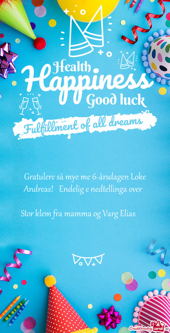 Gratulere så mye me 6-årsdagen Loke Andreas!🎁 Endelig e nedtellinga over🌟