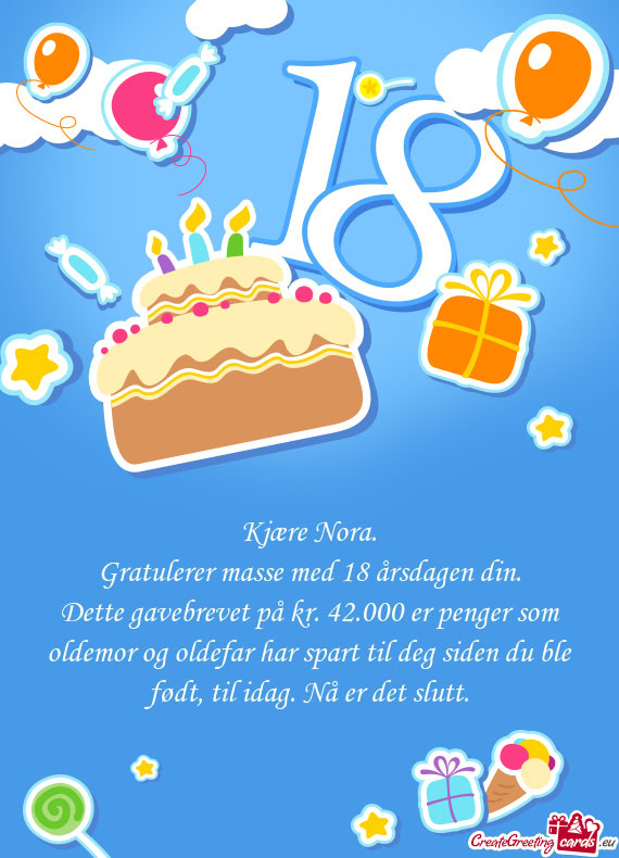 Gratulerer masse med 18 årsdagen din