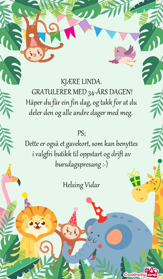 GRATULERER MED 34-ÅRS DAGEN