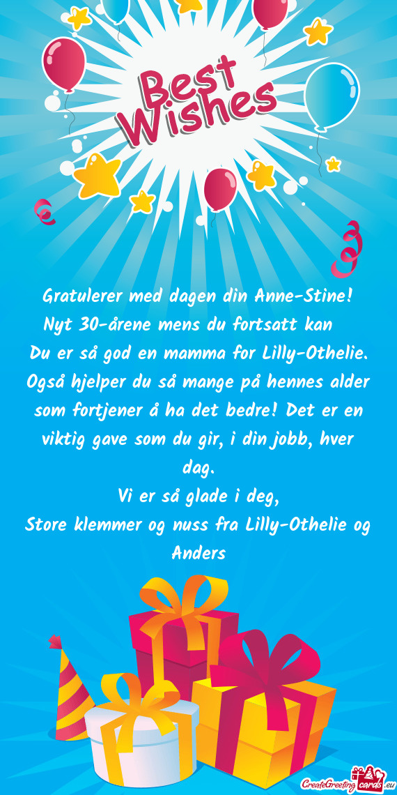 Gratulerer med dagen din Anne-Stine