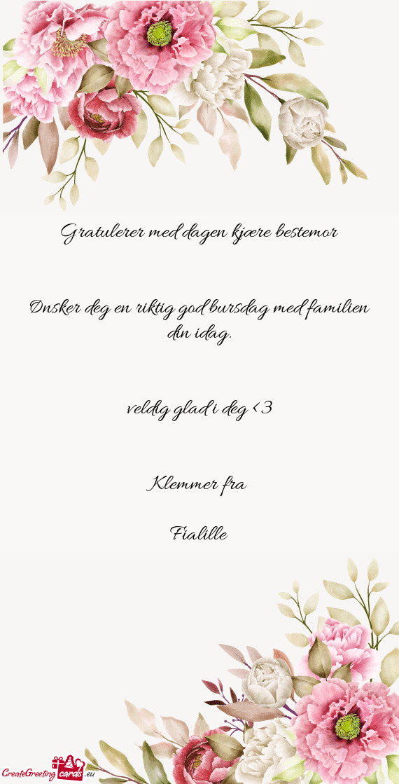 Gratulerer med dagen kjære bestemor