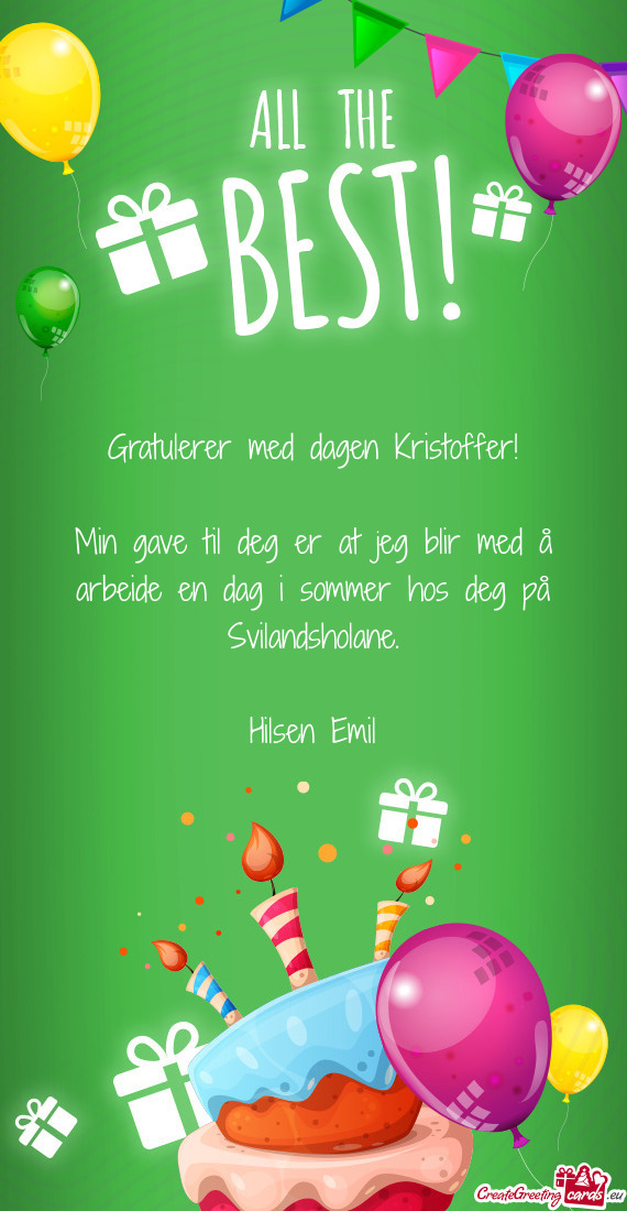 Gratulerer med dagen Kristoffer