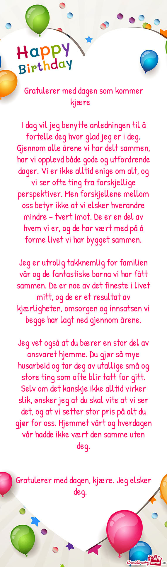 Gratulerer med dagen som kommer kjære ❤️