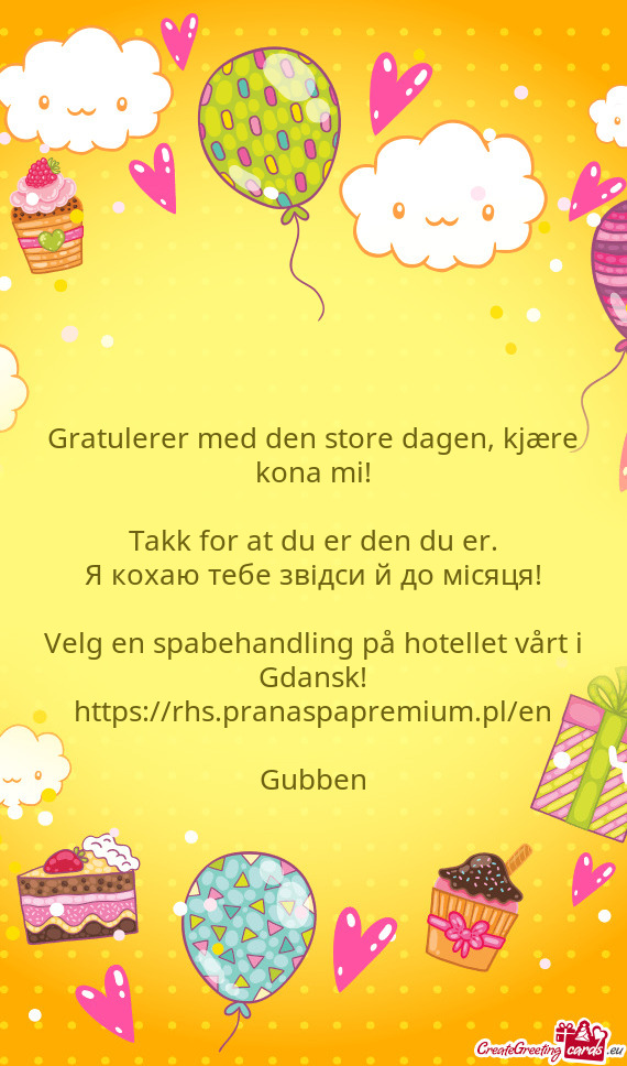 Gratulerer med den store dagen, kjære kona mi