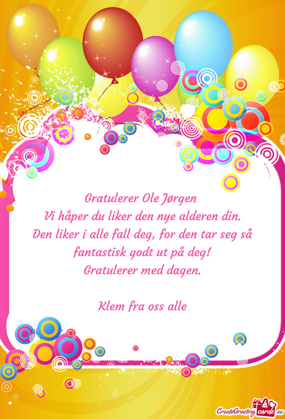 Gratulerer Ole Jørgen
