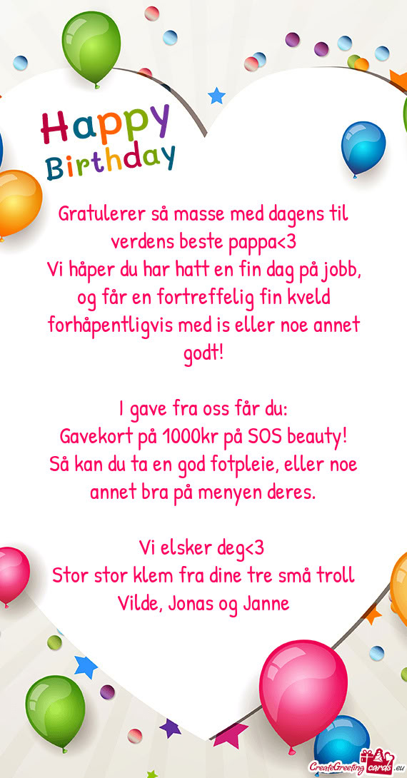 Gratulerer så masse med dagens til verdens beste pappa<3