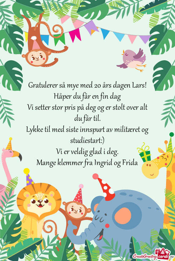 Gratulerer så mye med 20 års dagen Lars