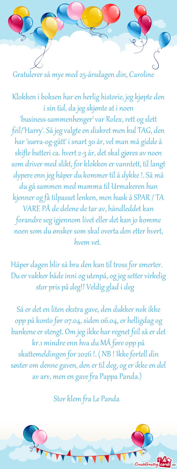 Gratulerer så mye med 25-årsdagen din, Caroline 💓💫