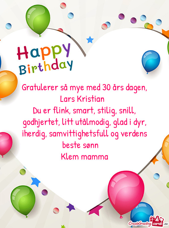 Gratulerer så mye med 30 års dagen, Lars Kristian❤️