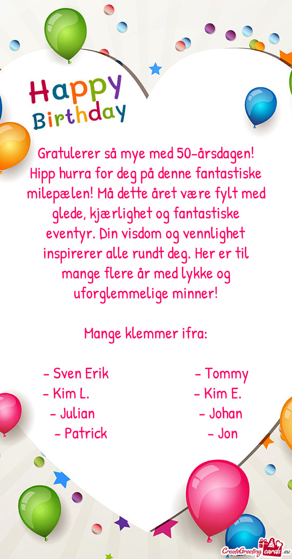 Gratulerer så mye med 50-årsdagen