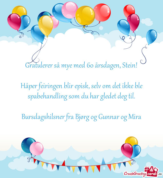 Gratulerer så mye med 60 årsdagen, Stein