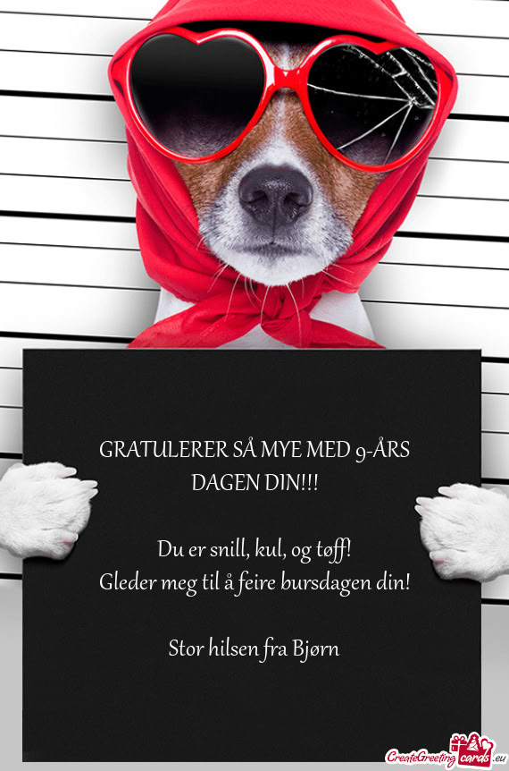 GRATULERER SÅ MYE MED 9-ÅRS DAGEN DIN