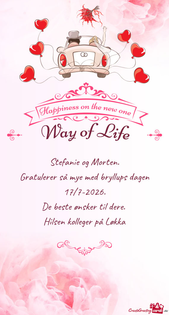 Gratulerer så mye med bryllups dagen 17/7-2026