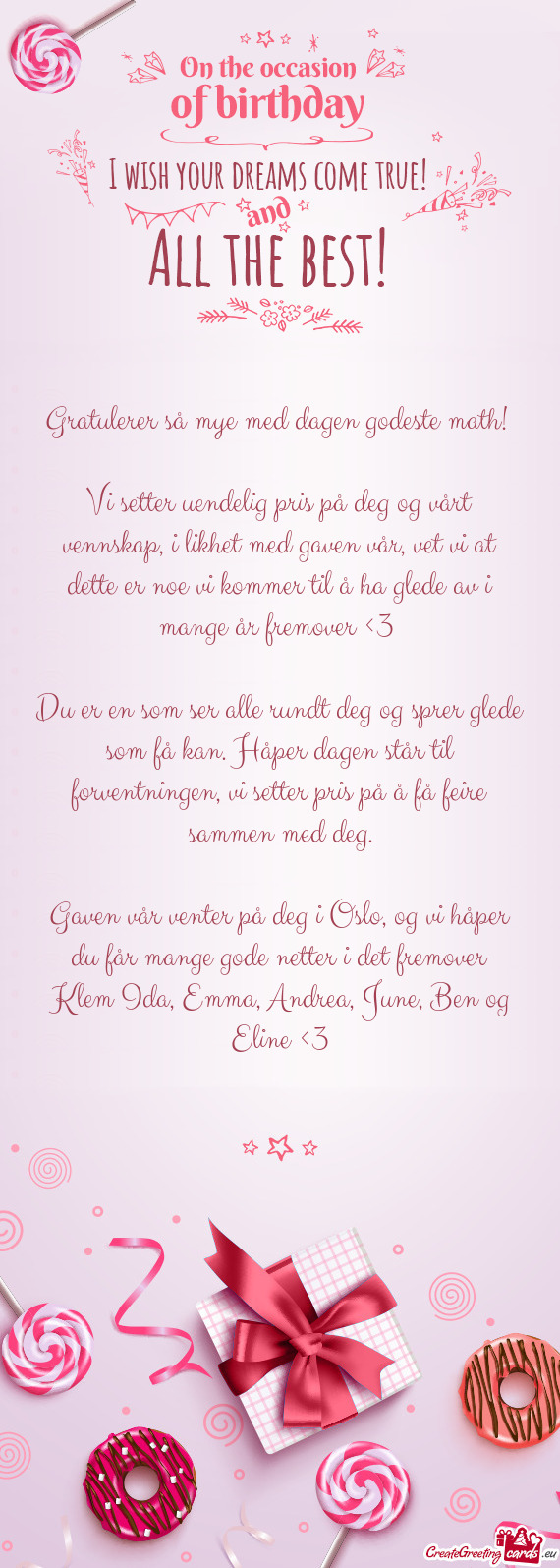 Gratulerer så mye med dagen godeste math