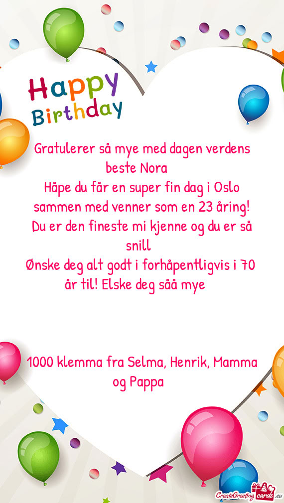 Gratulerer så mye med dagen verdens beste Nora❤️🎉