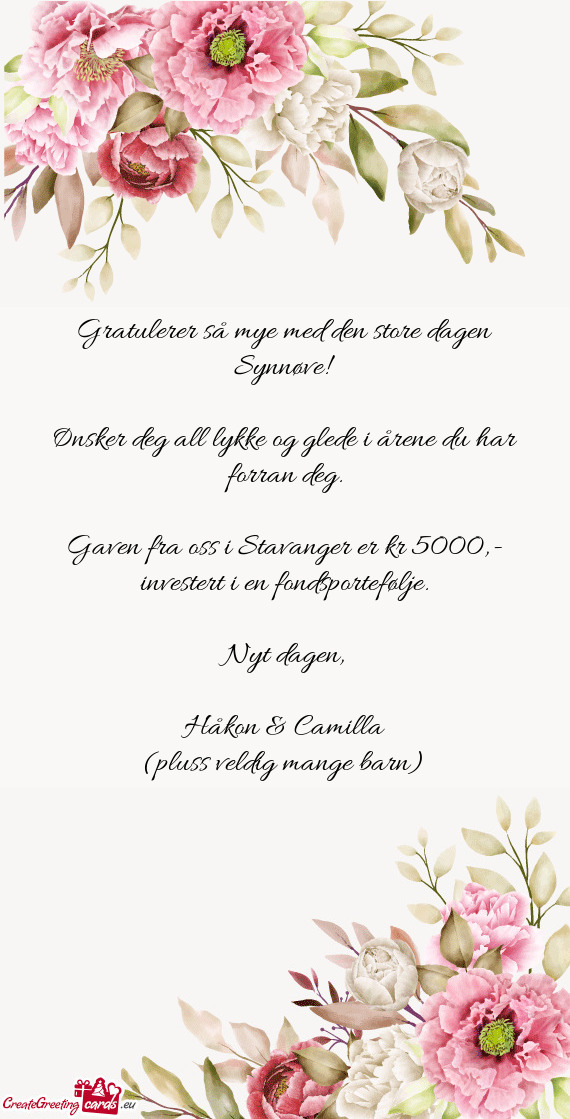 Gratulerer så mye med den store dagen Synnøve