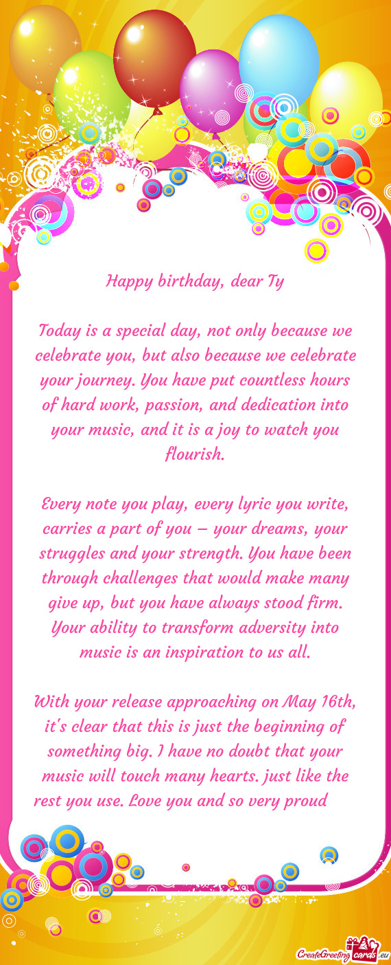 Happy birthday, dear Ty
