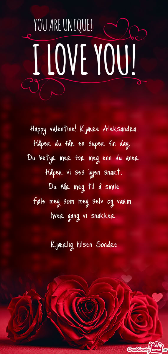 Happy valentine! Kjære Aleksandra