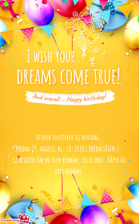 Henrik inviterer til bursdag