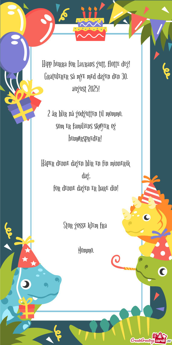 Hipp hurra for Lavrans gutt, flotte deg