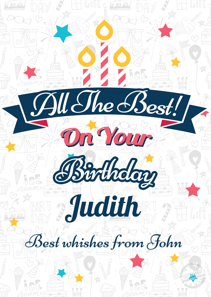 Judith Best whishes from John