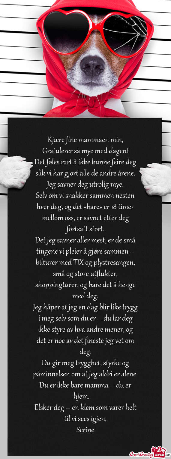 Kjære fine mammaen min