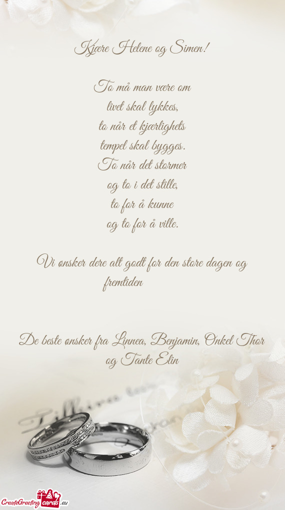 Kjære Helene og Simen