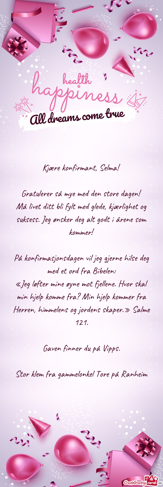 Kjære konfirmant, Selma