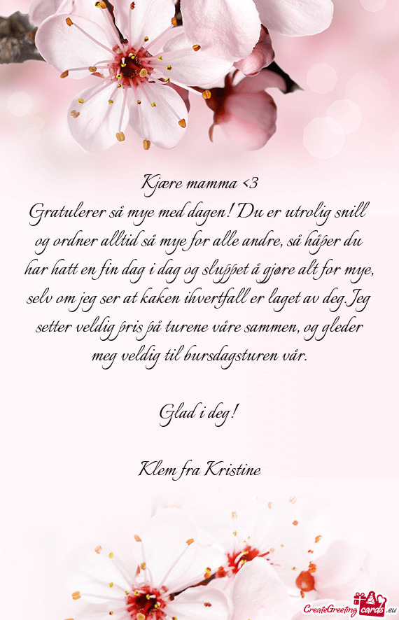 Kjære mamma <3