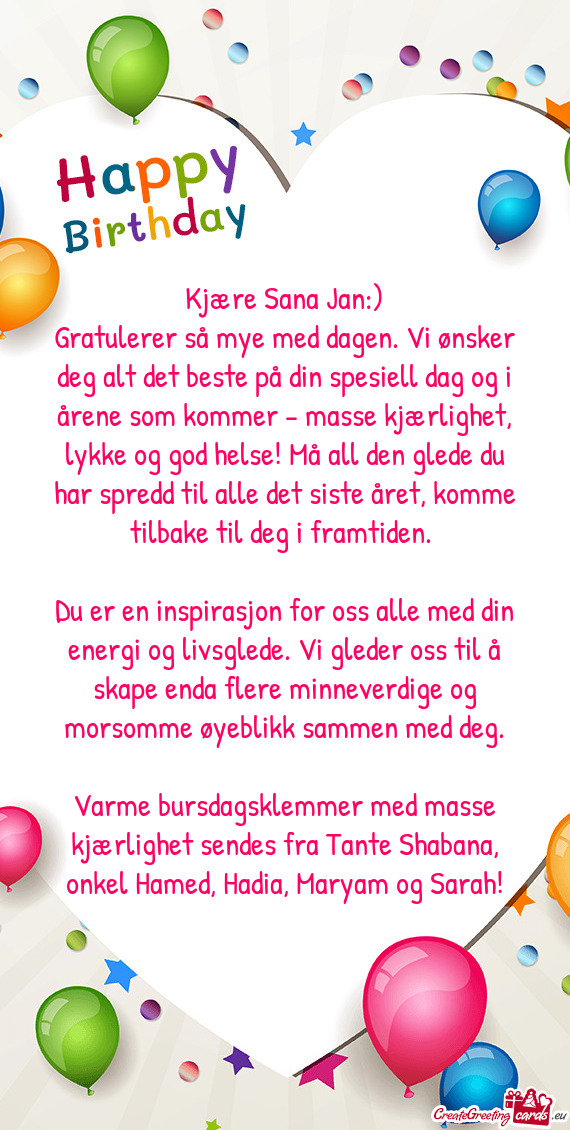 Kjære Sana Jan:)