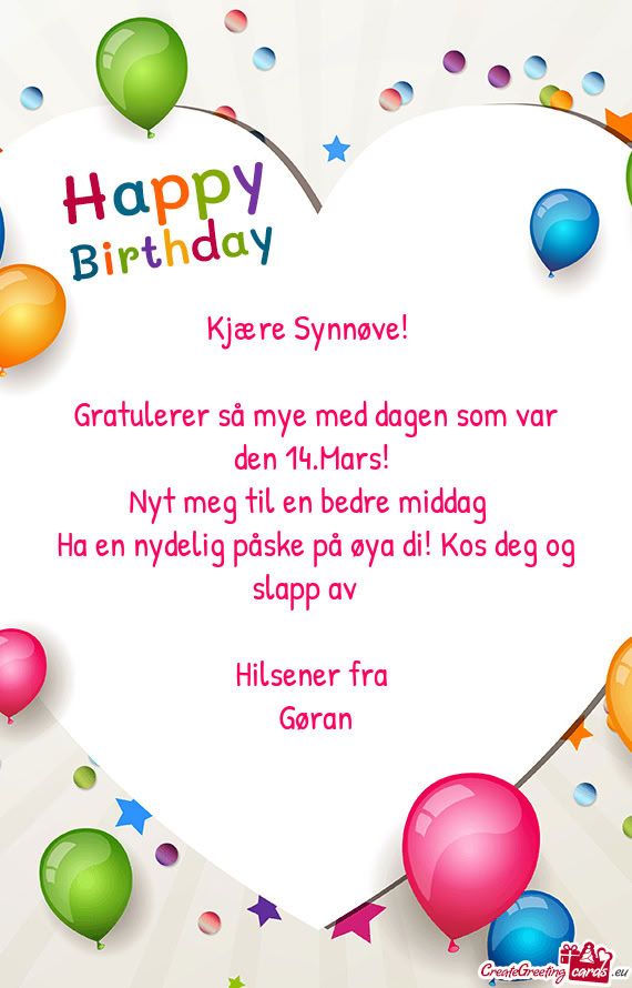 Kjære Synnøve!☺️
