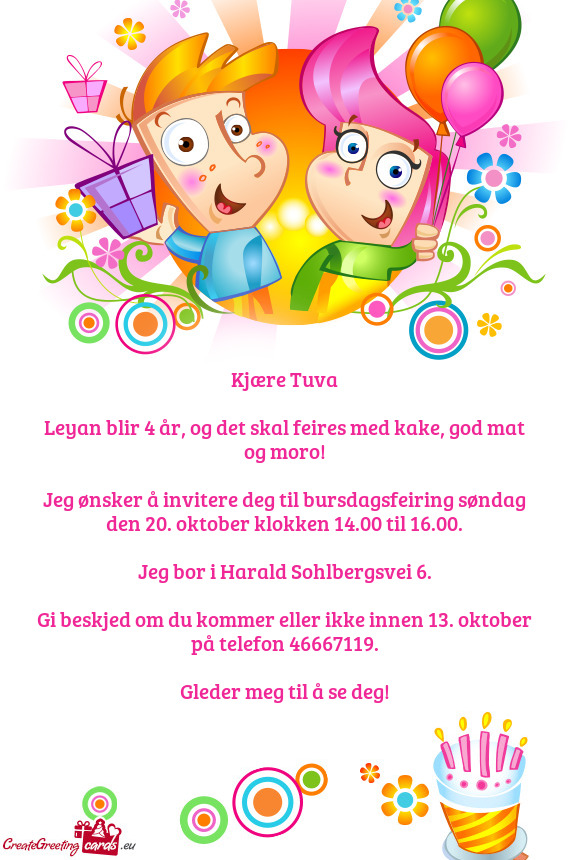 Leyan blir 4 år, og det skal feires med kake, god mat og moro