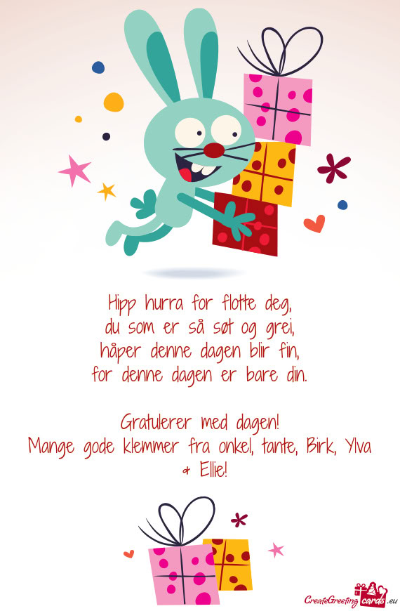 Mange gode klemmer fra onkel, tante, Birk, Ylva & Ellie