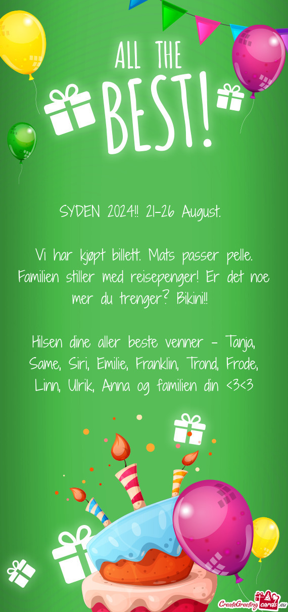 SYDEN 2024!! 21-26 August