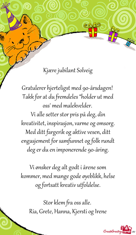 Takk for at du fremdeles “holder ut med oss” med malekvelder