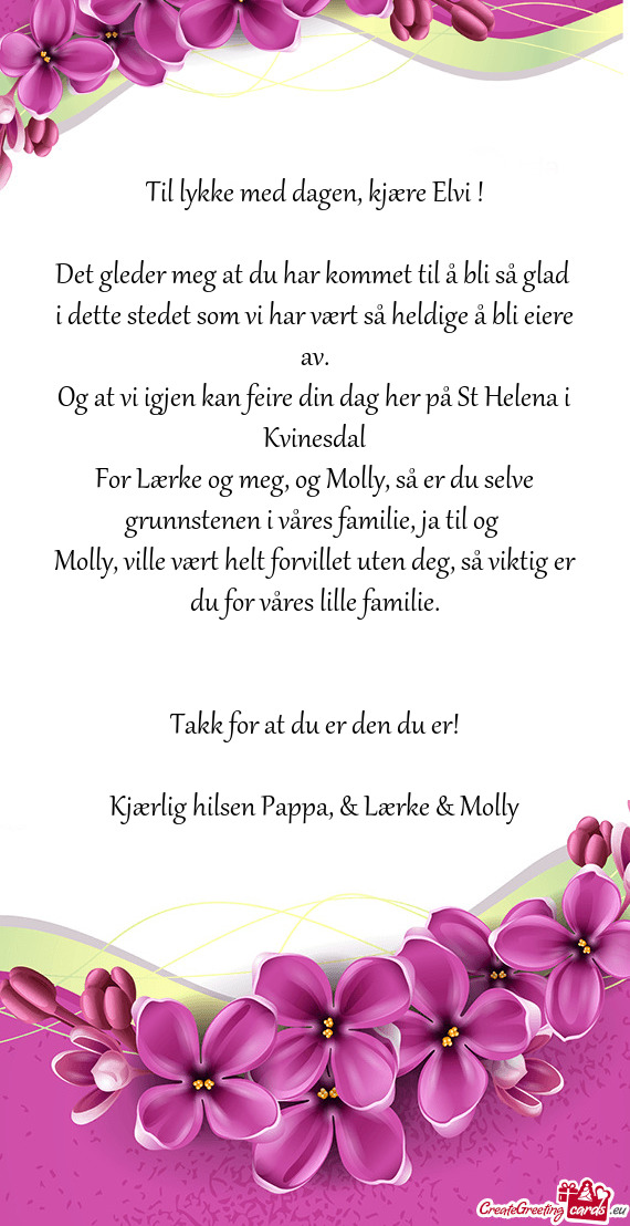 Til lykke med dagen, kjære Elvi