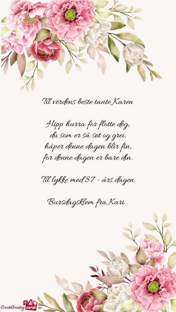 Til verdens beste tante Karen