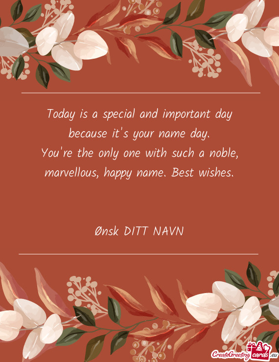 Today is a special and important day