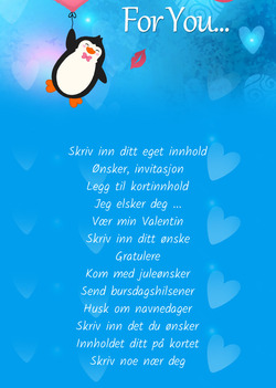 Kort Pingvin med hjerte